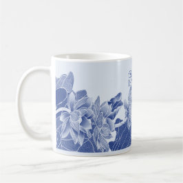 Elegant Blue Lotus Flowers Bröllop Gift Bridesmaid Kaffemugg