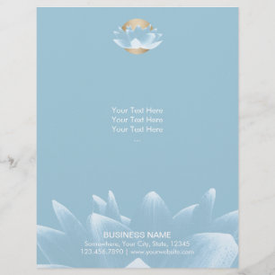 Elegant Blue Lotus & Guld Sol Light Blue Reklamblad
