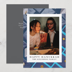 Elegant Blue Lycklig Hanukkah Familj 1 Foto Julkort
