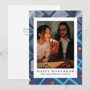Elegant Blue Lycklig Hanukkah Familj 1 Foto Julkort