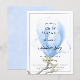 Elegant Blue Magnolia Möhippa Inbjudningar