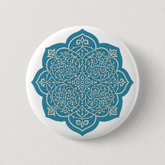 Elegant Blue Mandala Button Pin - Intricate Blommi Knapp