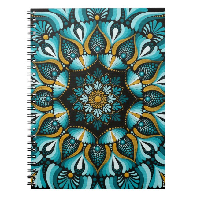 Elegant Blue Mandala | Helig Geometry Boho | Zen Anteckningsbok (Framsidan)
