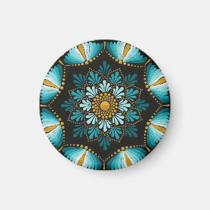 Elegant Blue Mandala   Helig Geometry Boho   Zen Magnet