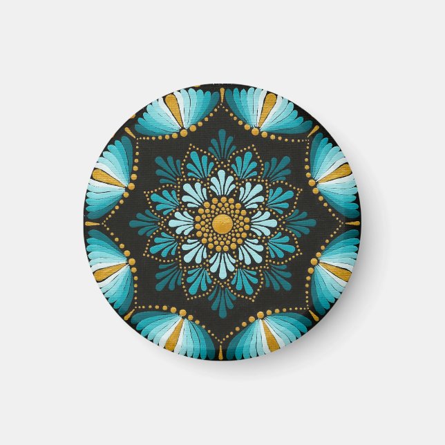 Elegant Blue Mandala | Helig Geometry Boho | Zen Magnet (Framsidan)