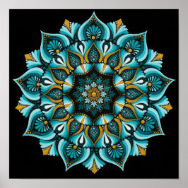 Elegant Blue Mandala | Helig Geometry Boho | Zen Poster
