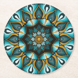 Elegant Blue Mandala | Helig Geometry Boho | Zen Underlägg Papper Rund