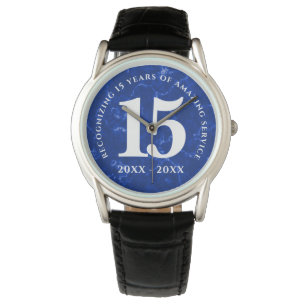 Elegant Blue Marble 15 Years arbetsårsdag Armbandsur