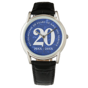 Elegant Blue Marble 20 Years arbetsårsdag Armbandsur