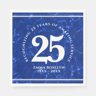 Elegant Blue Marble 25 Years arbetsårsdag Pappersservett
