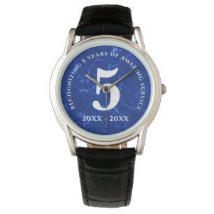 Elegant Blue Marble 5 Years arbetsårsdag Armbandsur
