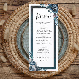 Elegant Blue Marble Bröllop Menu Meny