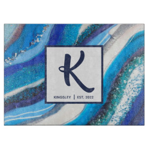 Elegant Blue Marble Geode Agate Abstrakt Family