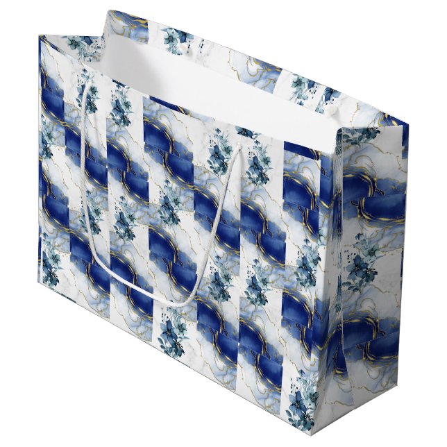 Elegant Blue Marble Gift Bag (Framsidan Vinklad)