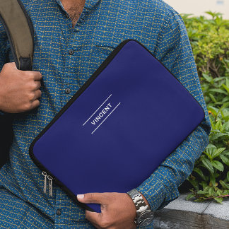 Elegant Blue med Namn Laptop sleeve