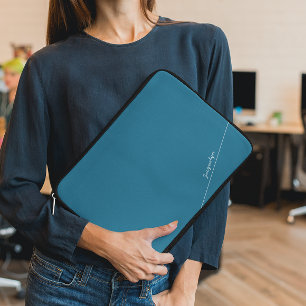 Elegant Blue med Namn Laptop sleeve