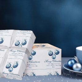 Elegant Blue Merry Christmas Ornaments Company Presentpapper