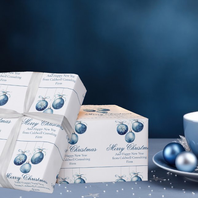 Elegant Blue Merry Christmas Ornaments Company tra Presentpapper (Skapare uppladdad)