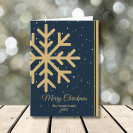 Elegant Blue Merry Christmas Snowflake Folded Helgkort