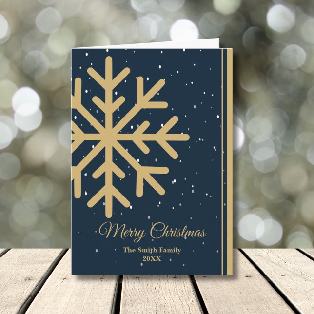 Elegant Blue Merry Christmas Snowflake Folded Helgkort (Skapare uppladdad)