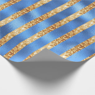 Elegant Blue Metallic Guld Glitter Presentpapper