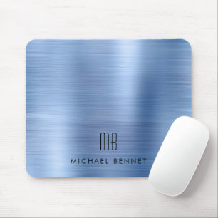Elegant Blue Metallic Monogram Namn Musmatta