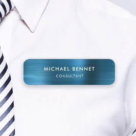 Elegant Blue Metallic Professionell Business Namnbricka