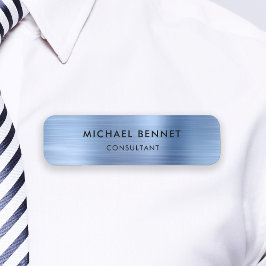 Elegant Blue Metallic Professionell Business Namnbricka