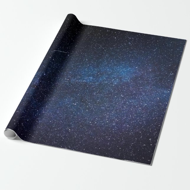 Elegant Blue Milkyway Galaxy Struktur Presentpapper (Utrullad)