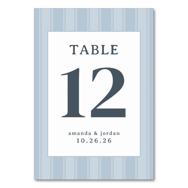 Elegant Blue Minimalist Table Sign Bordsnummer (Framsidan)