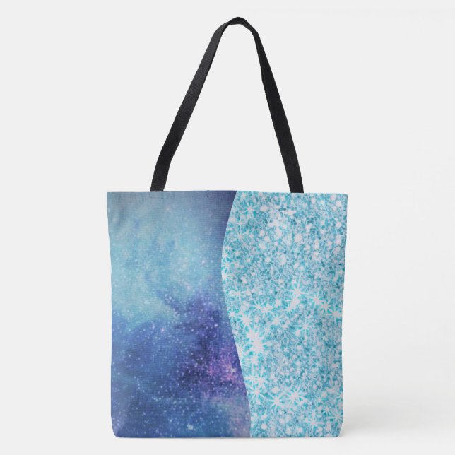 Elegant Blue Modern gradient galaxy glitter star Tygkasse (Framsida)