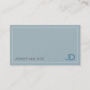 Elegant Blue Modern Monogram Luxe Pearl Avslutar Visitkort
