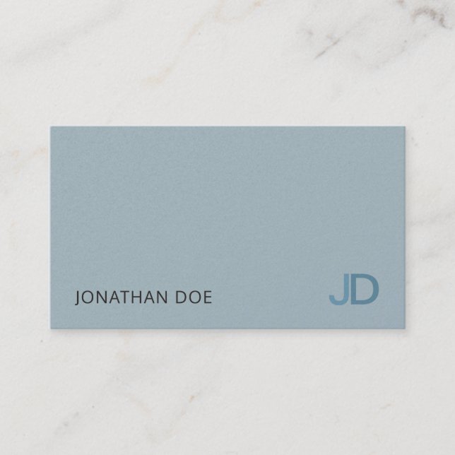 Elegant Blue Modern Monogram Luxury Pearl Avslutar Visitkort (Framsida)