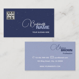 Elegant Blue Modern Two Färg Classic med Logotyp Visitkort