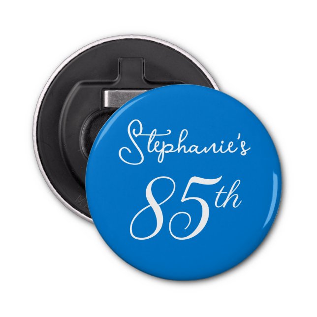 Elegant Blue Monogram 85:e Födelsedagsfesten Flasköppnare (Framsidan)