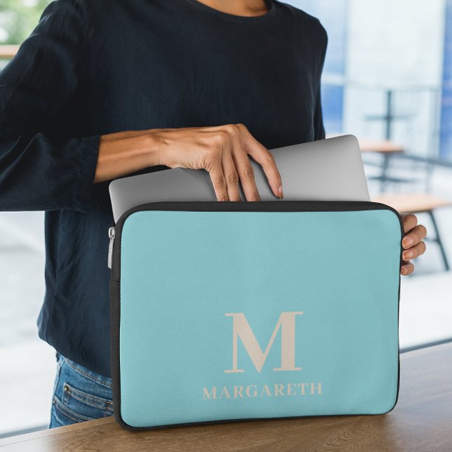 Elegant Blue Monogram Laptop sleeve (Skapare uppladdad)