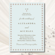 Elegant Blue Monogram Pearl Bröllop