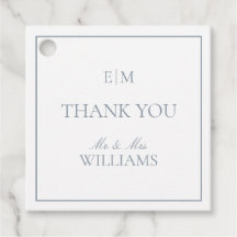 Elegant Blue Monogram Tack-skript Bröllop