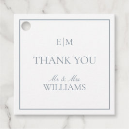 Elegant Blue Monogram Tack-skript Bröllop Gåvor Etiketter