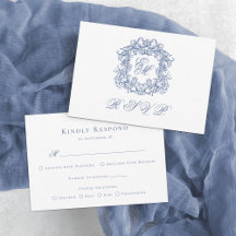 Elegant Blue Monogram Vapensköld Bröllop