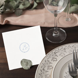 Elegant Blue Monogram Wedding Cocktail Napkin Pappersservett