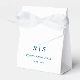 Elegant Blue Monogram Wedor Favor Box Presentaskar