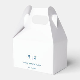 Elegant Blue Monogram Wedor Favor Box Presentaskar
