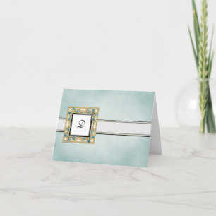 Elegant Blue Monogrammed Note-kort Anteckningskort
