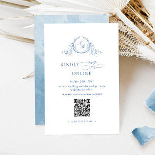 Elegant Blue Monogrammed OSA Online QR-kod Tilläggskort