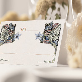 Elegant Blue Morris-Inspired Bröllop Bord-kort Kort