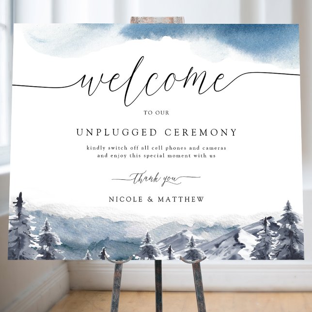 Elegant Blue Mountains Unplugged Ceremony-tecken Poster (Skapare uppladdad)