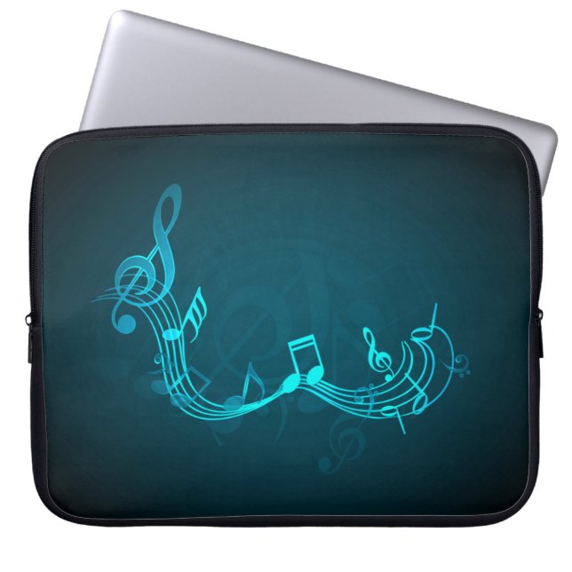 Elegant Blue Musik noter Struktur Laptop sleeve (Framsidan)