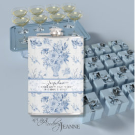 Elegant Blue n White Blommigt Classic Bridesmaid Fickplunta