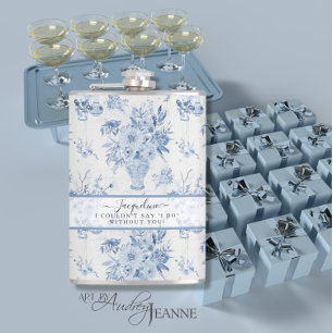 Elegant Blue n White Blommigt Classic Bridesmaid Fickplunta